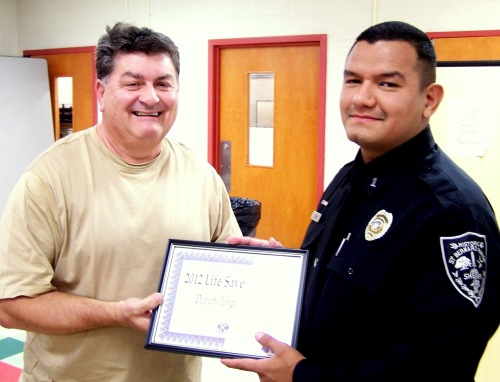 Sam Catalanotto and 2012 Life saver Deputy Jorge Vargas 